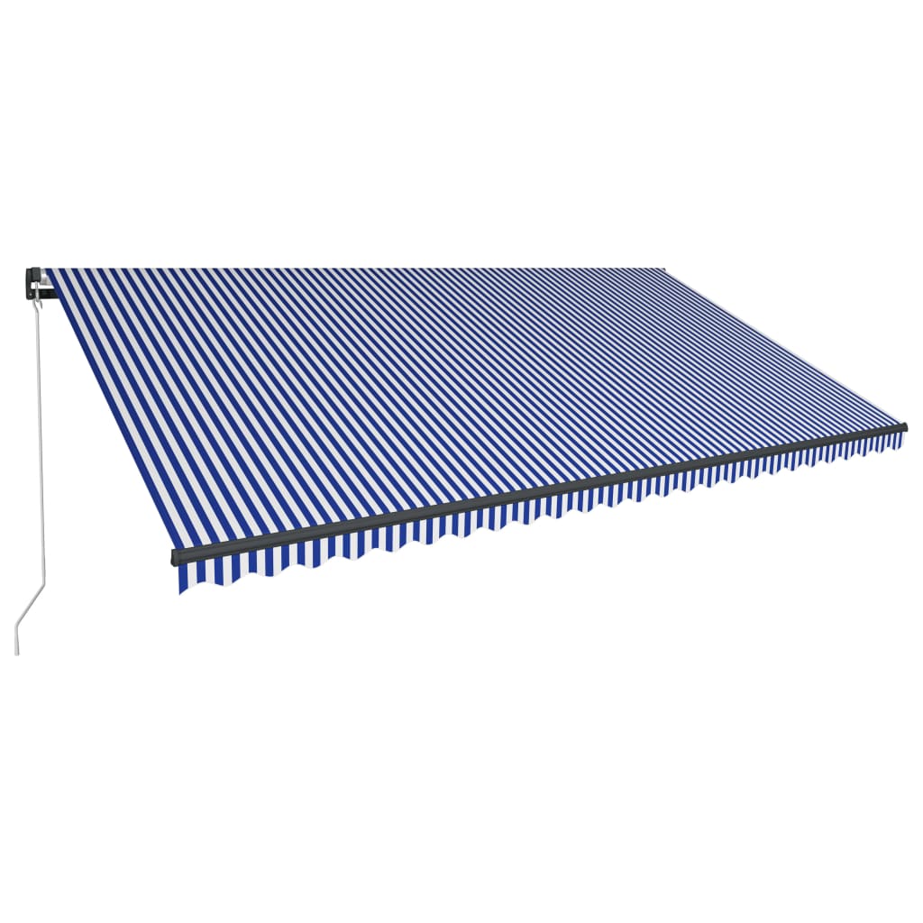 Vidaxl luifel manuell ausziehbar mit LED 600x300 cm blau und weiß