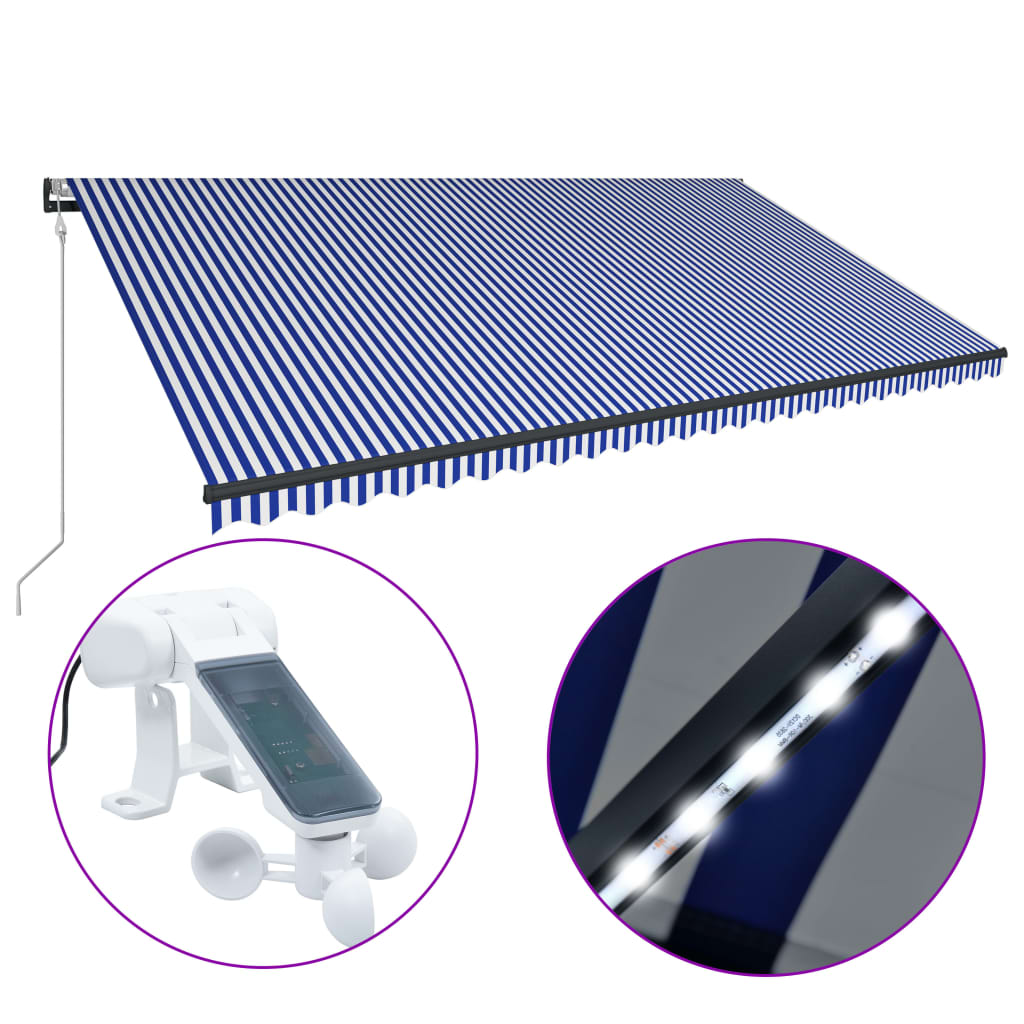Vidaxl Laifel mit Windsensor und LED 600x300 cm blau und weiß
