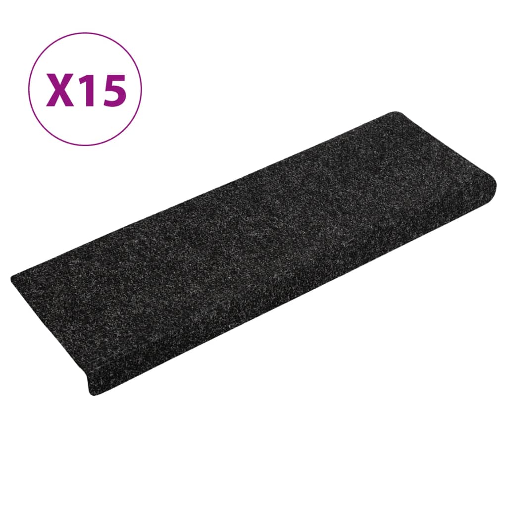 Vidaxl Treppenmatten 15 St 65x21x4 cm Nadel schwarz gefühlt