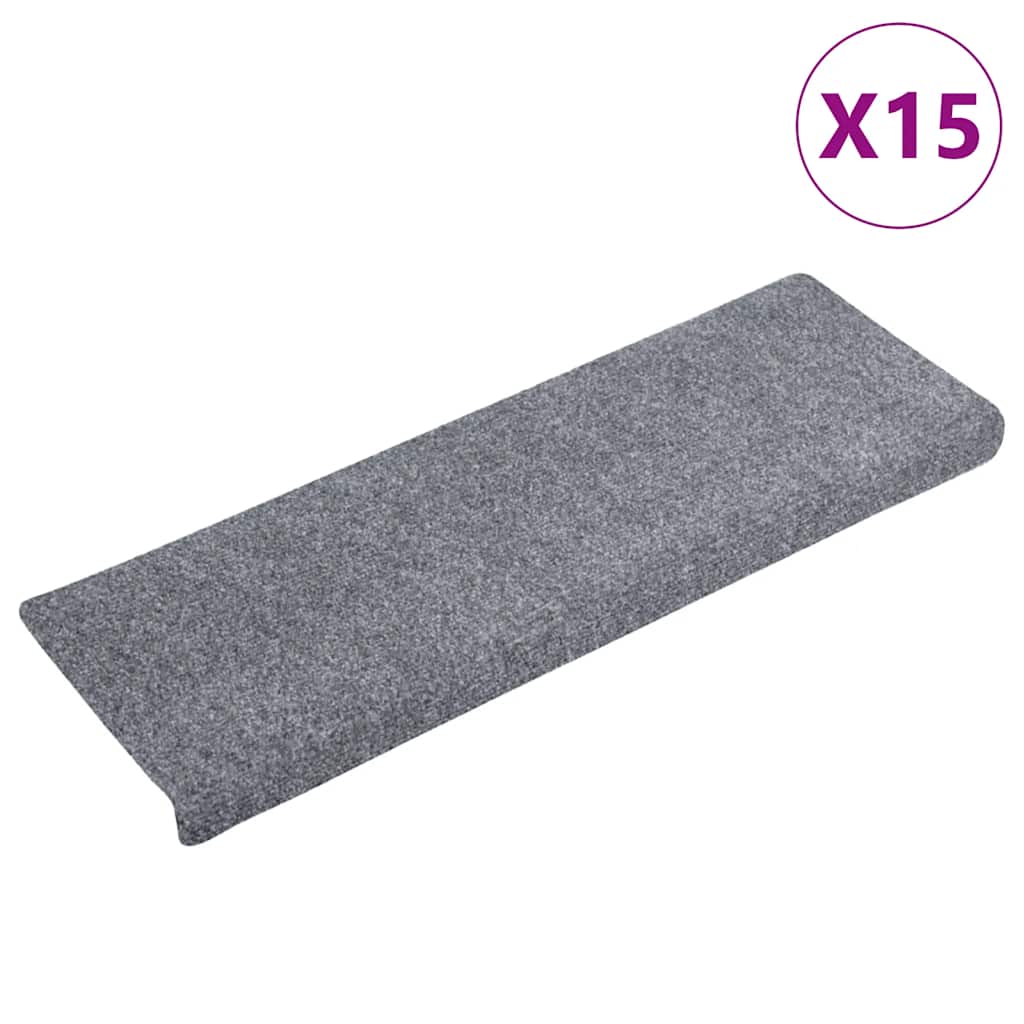 Vidaxl Treppenmatten 15 St 65x21x4 cm Nadel hellgrau