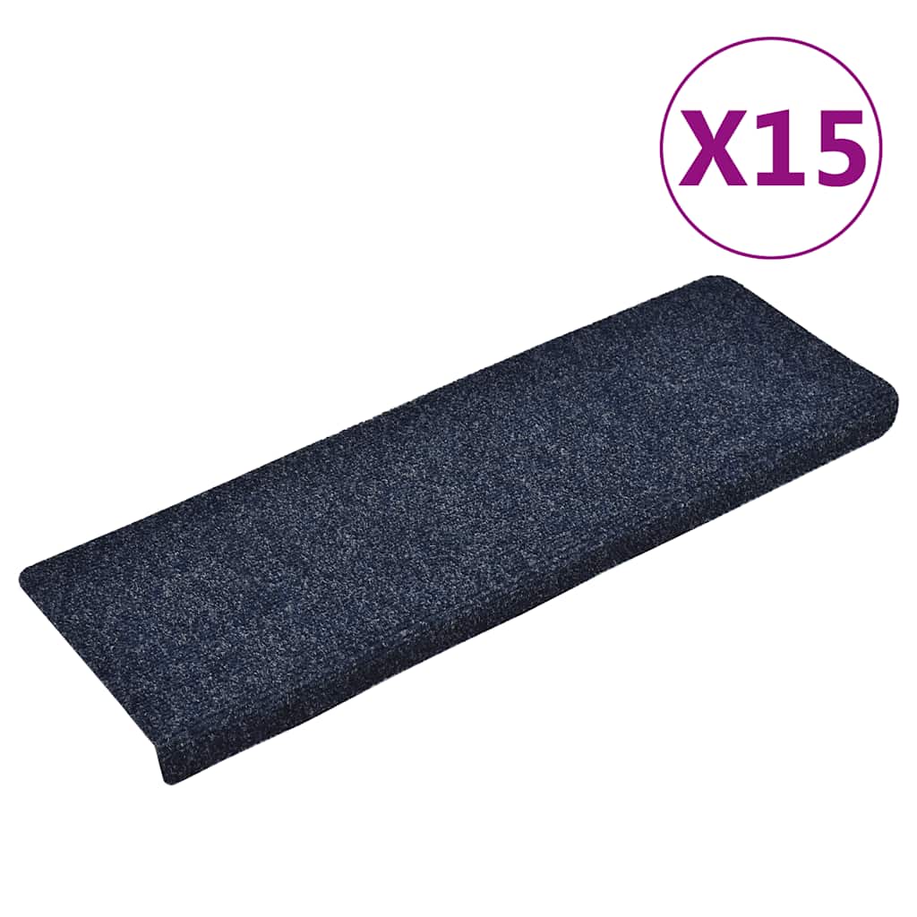 Vidaxl -Treppenmatten 15 St 65x21x4 cm Nadel Blau angefühlt