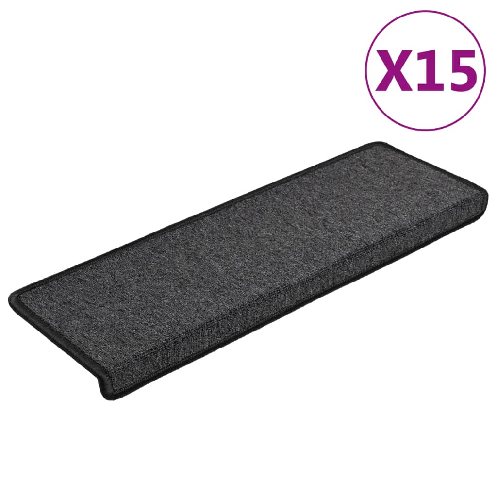 Vidaxl -Treppenmatten 15 ST 65x21x4 cm Anthrazit