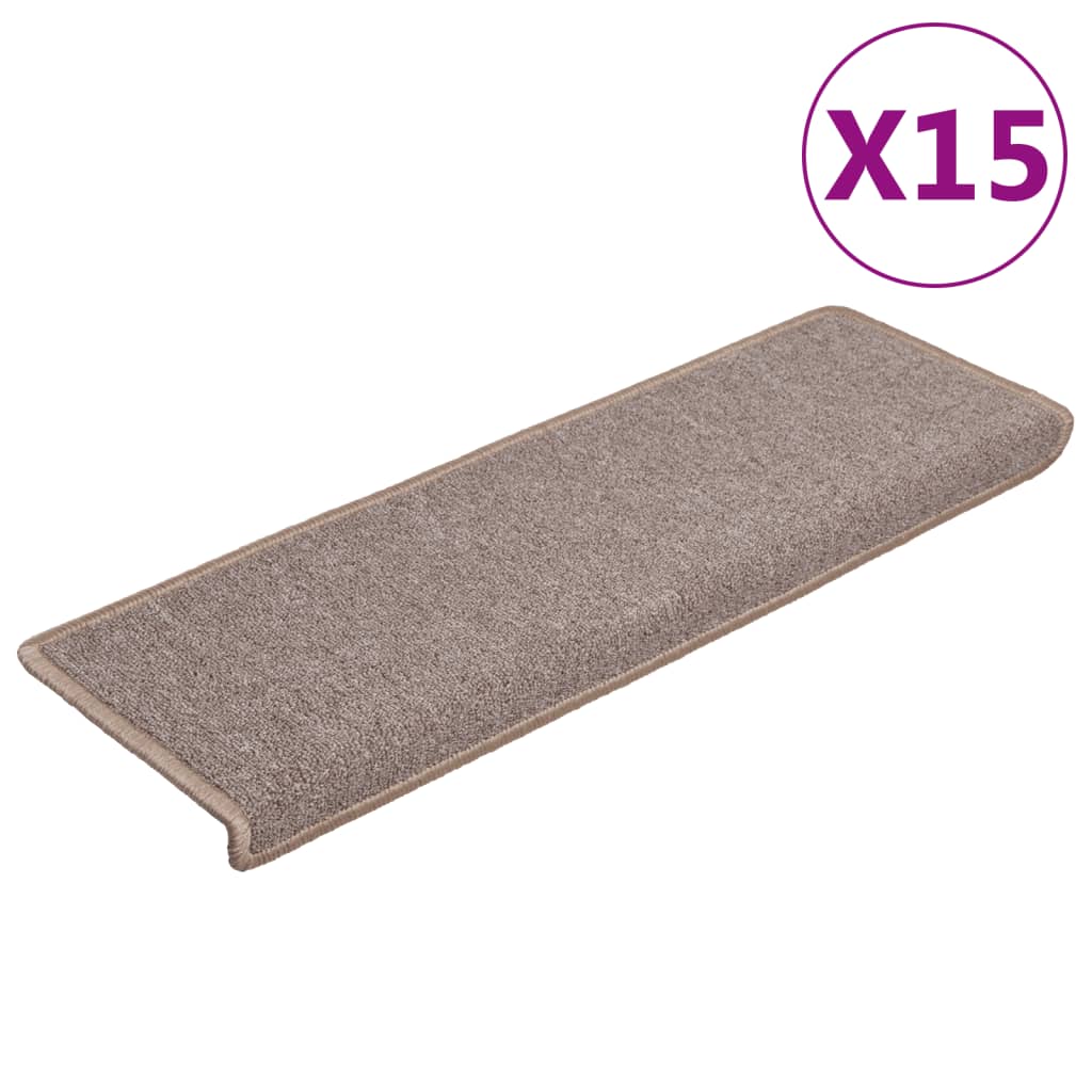 Vidaxl -Treppenmatten 15 ST 65x21x4 cm hellbraun