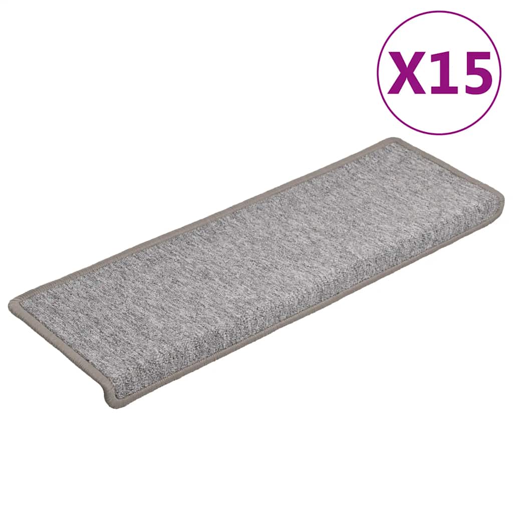 Vidaxl -Treppenmatten 15 ST 65x21x4 cm hellgrau