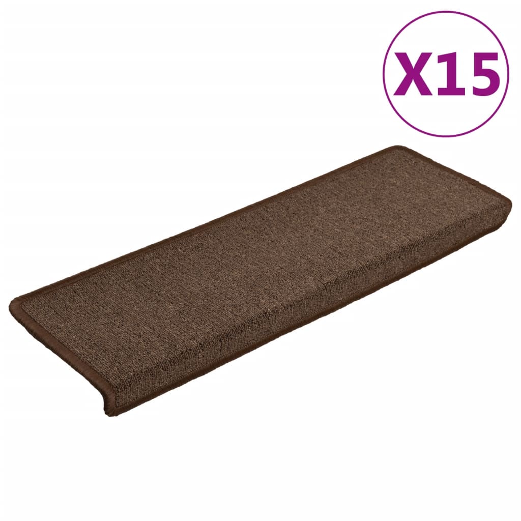 Vidaxl -Treppenmatten 15 ST 65x21x4 cm Braun