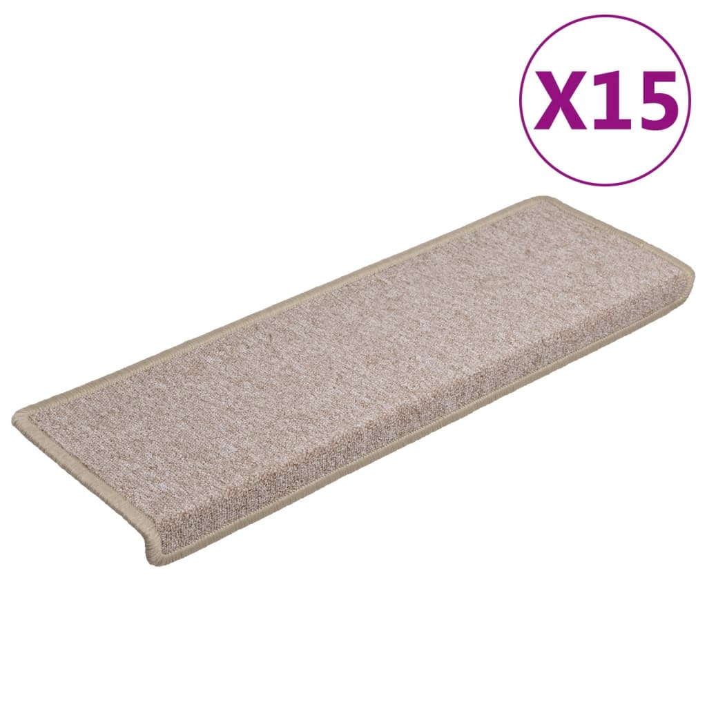 Vidaxl -Treppenmatten 15 ST 65x21x4 cm Taupe