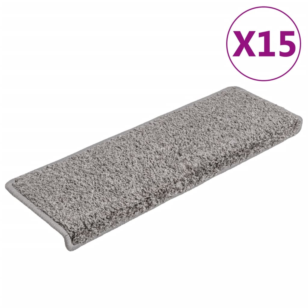 Vidaxl -Treppenmatten 15 ST 65x21x4 cm Grau