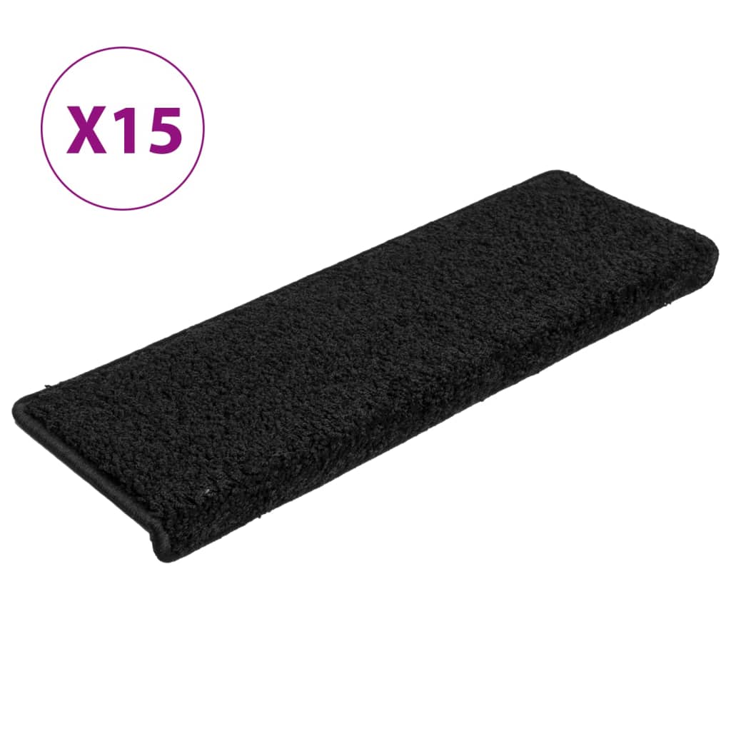 Vidaxl -Treppenmatten 15 ST 65x21x4 cm Schwarz