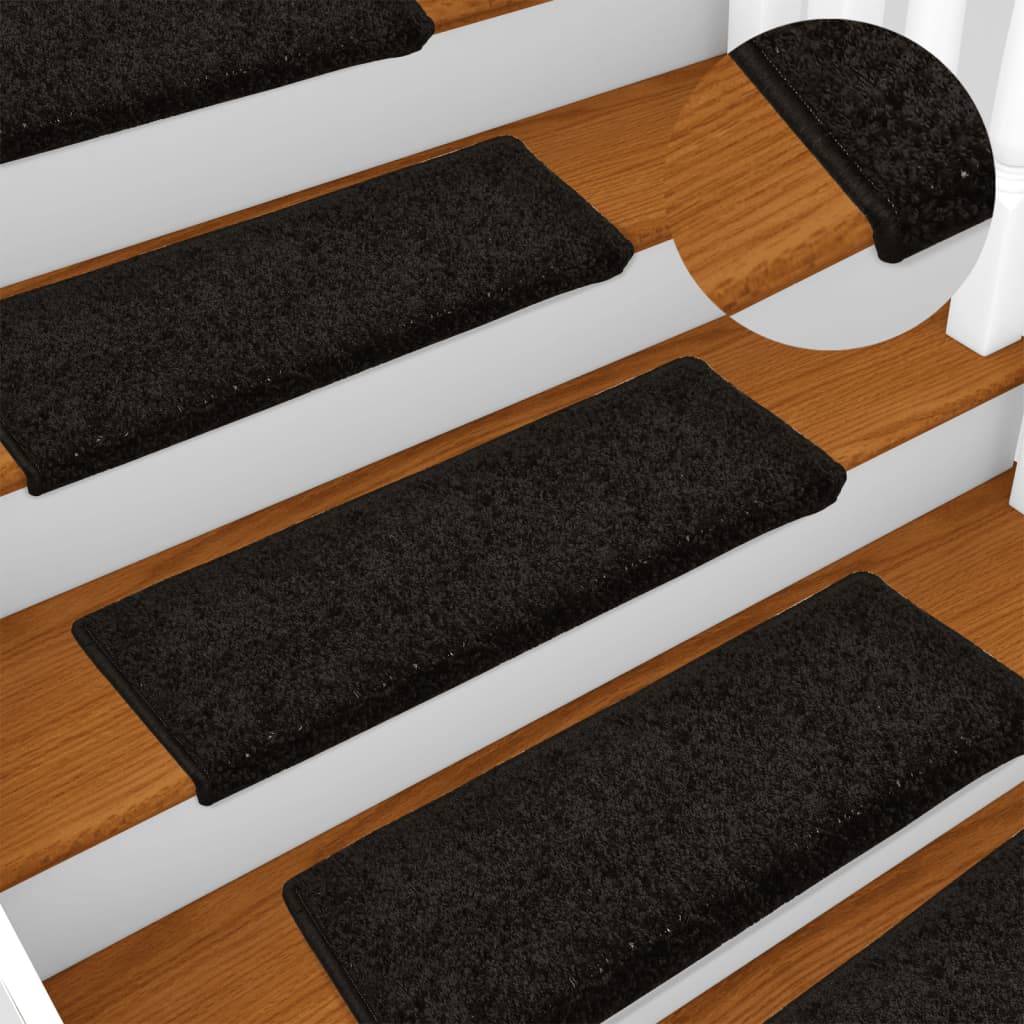 Vidaxl -Treppenmatten 15 ST 65x21x4 cm Schwarz