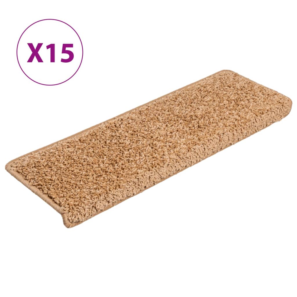 Vidaxl -Treppenmatten 15 ST 65x21x4 cm Beige