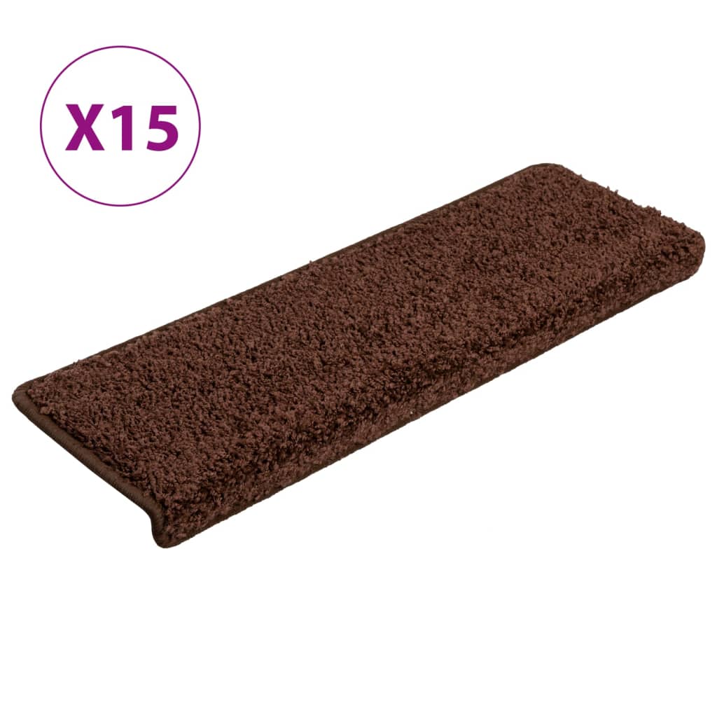 Vidaxl -Treppenmatten 15 ST 65x21x4 cm Braun