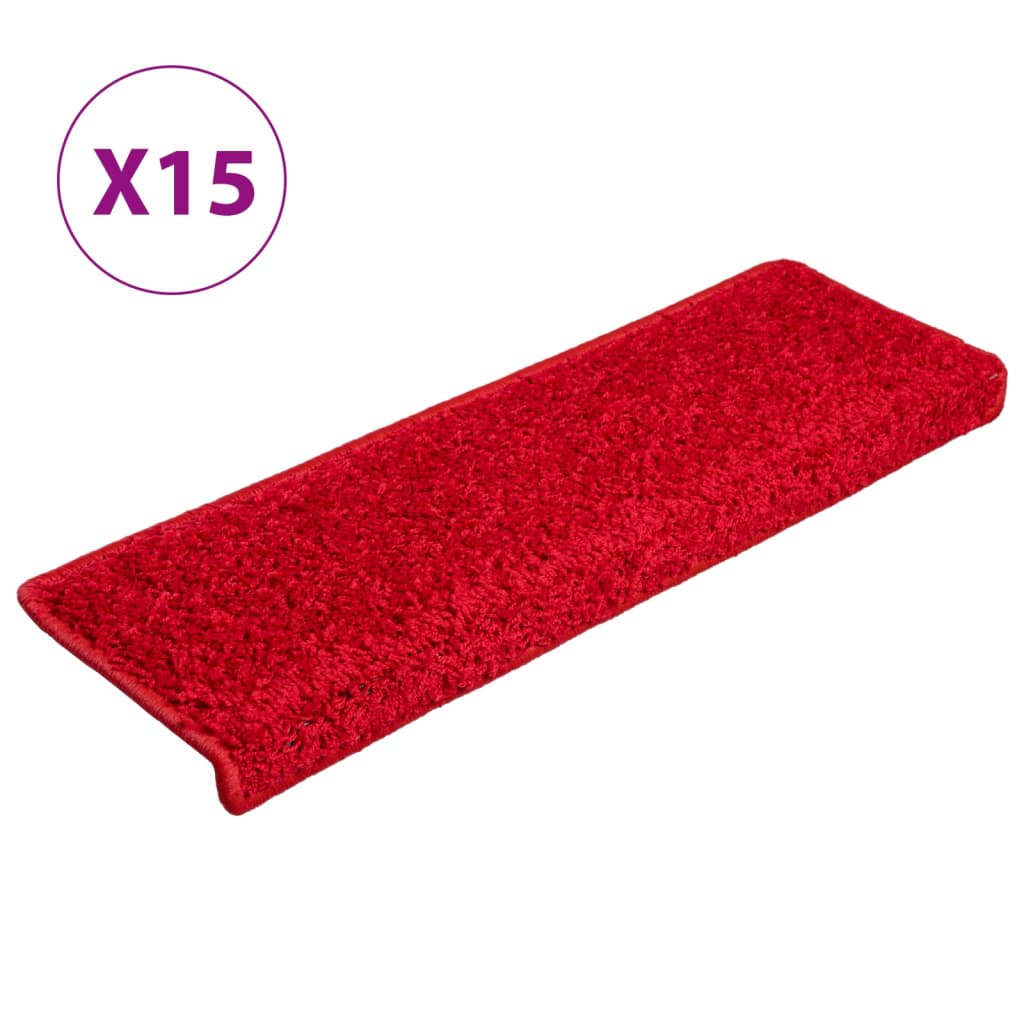 Vidaxl -Treppenmatten 15 ST 65x21x4 cm Rot