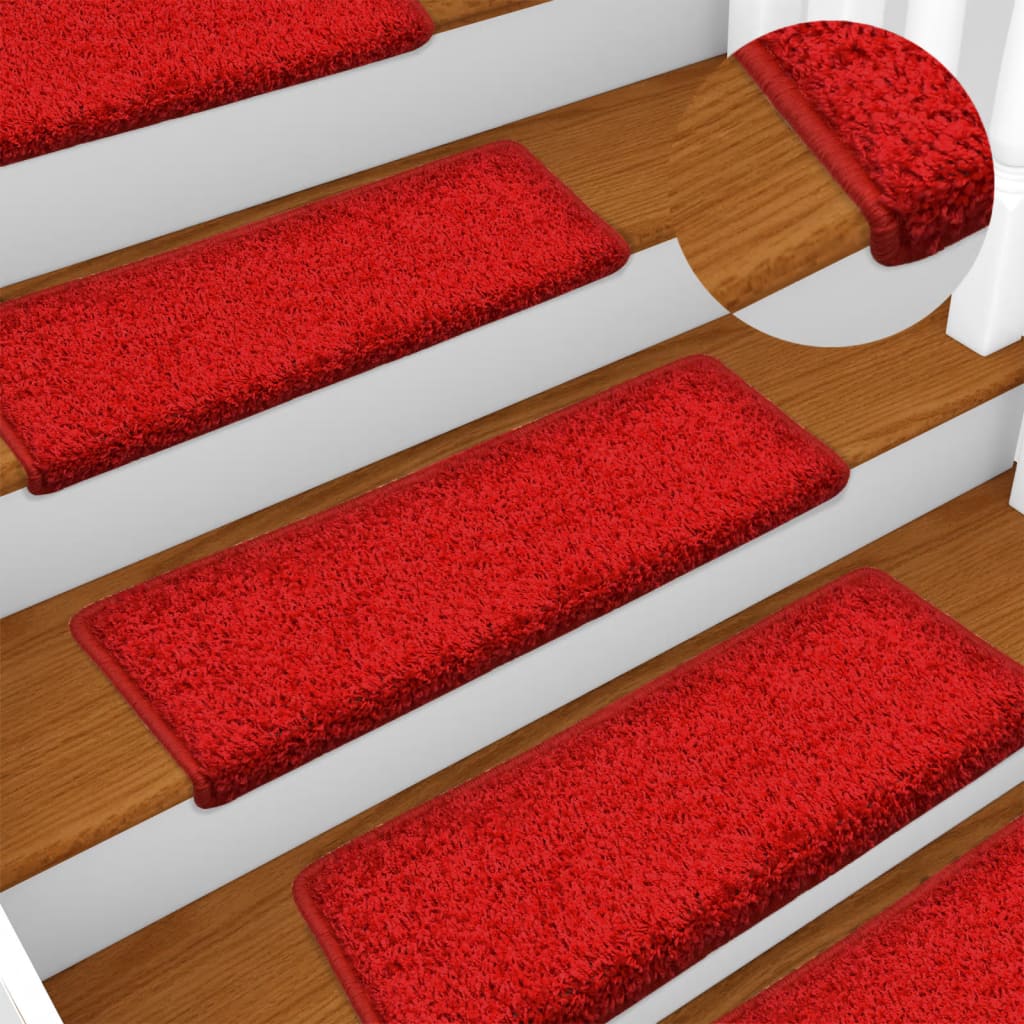 Vidaxl -Treppenmatten 15 ST 65x21x4 cm Rot