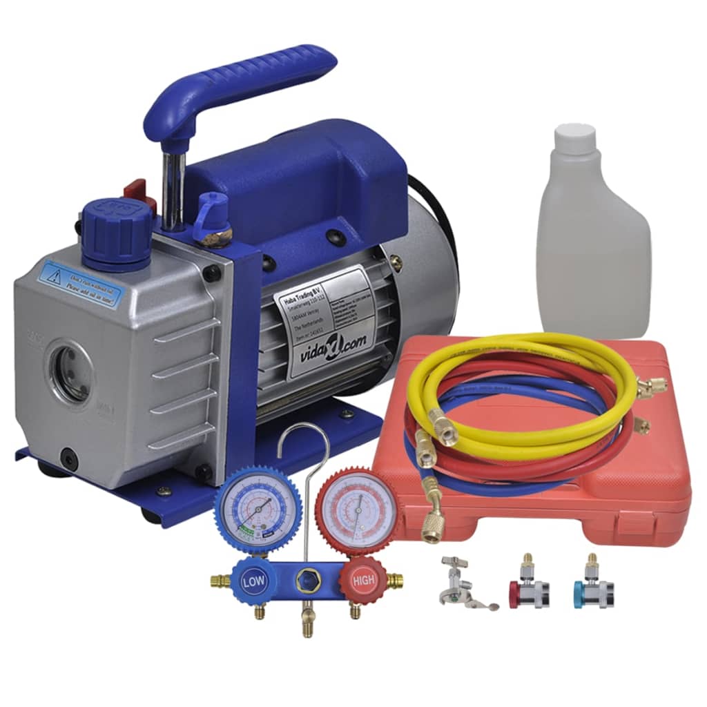 VIDAXL VACUUM PUMP 1-stufe mit 2-facher Manometern Set