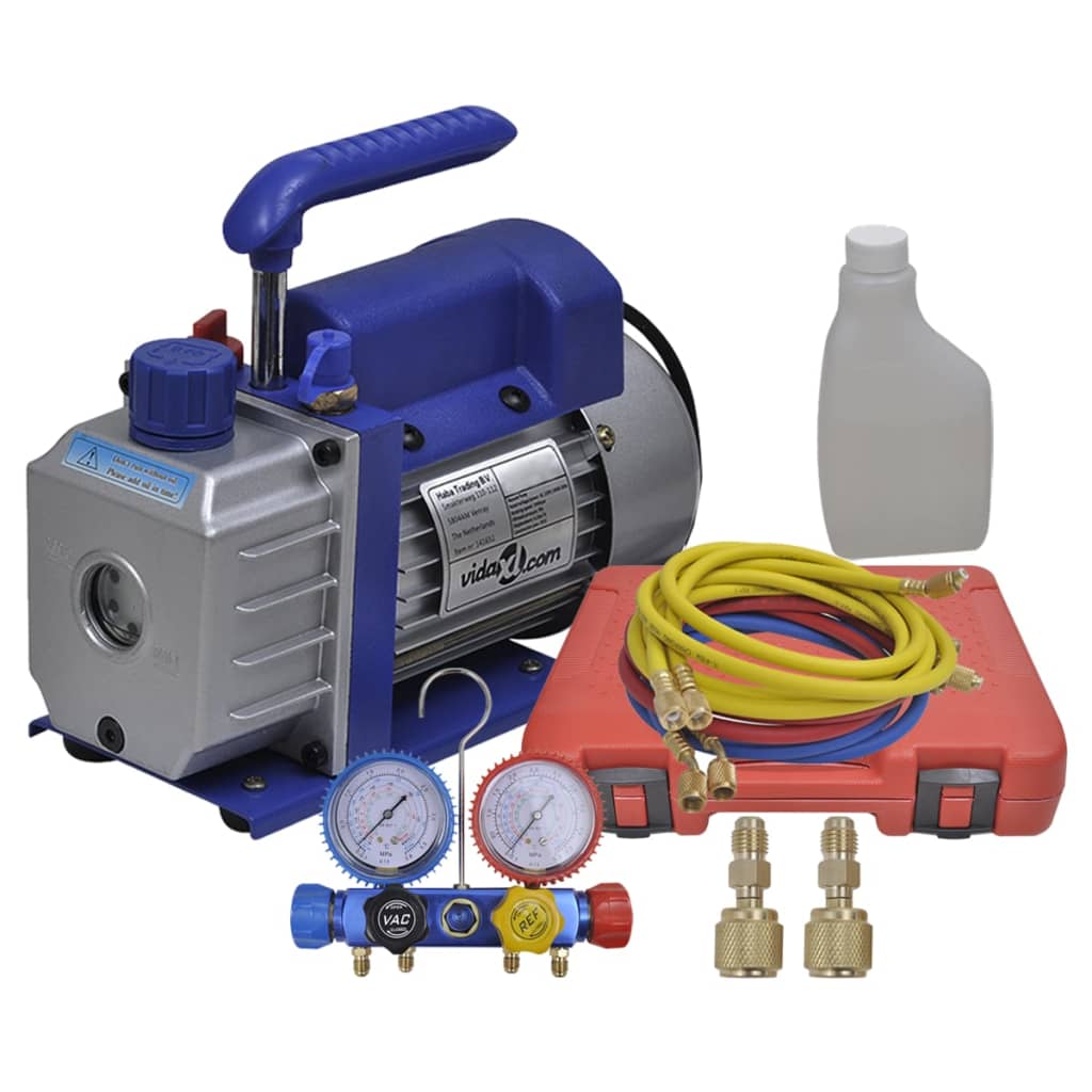 VIDAXL Vakuumpumpe 1 Stufe mit 4-facher Manometern Set