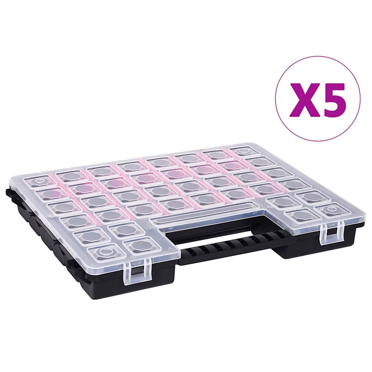 Vidaxx Sortimentsboxen 5-tlg. mit Trennwänden 385x283x50 mm Kunststoff