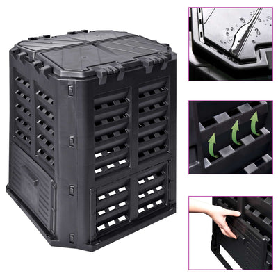VIDAXL -Kompost -Bin 360 L 68.9x68.9x83.9 cm Schwarz