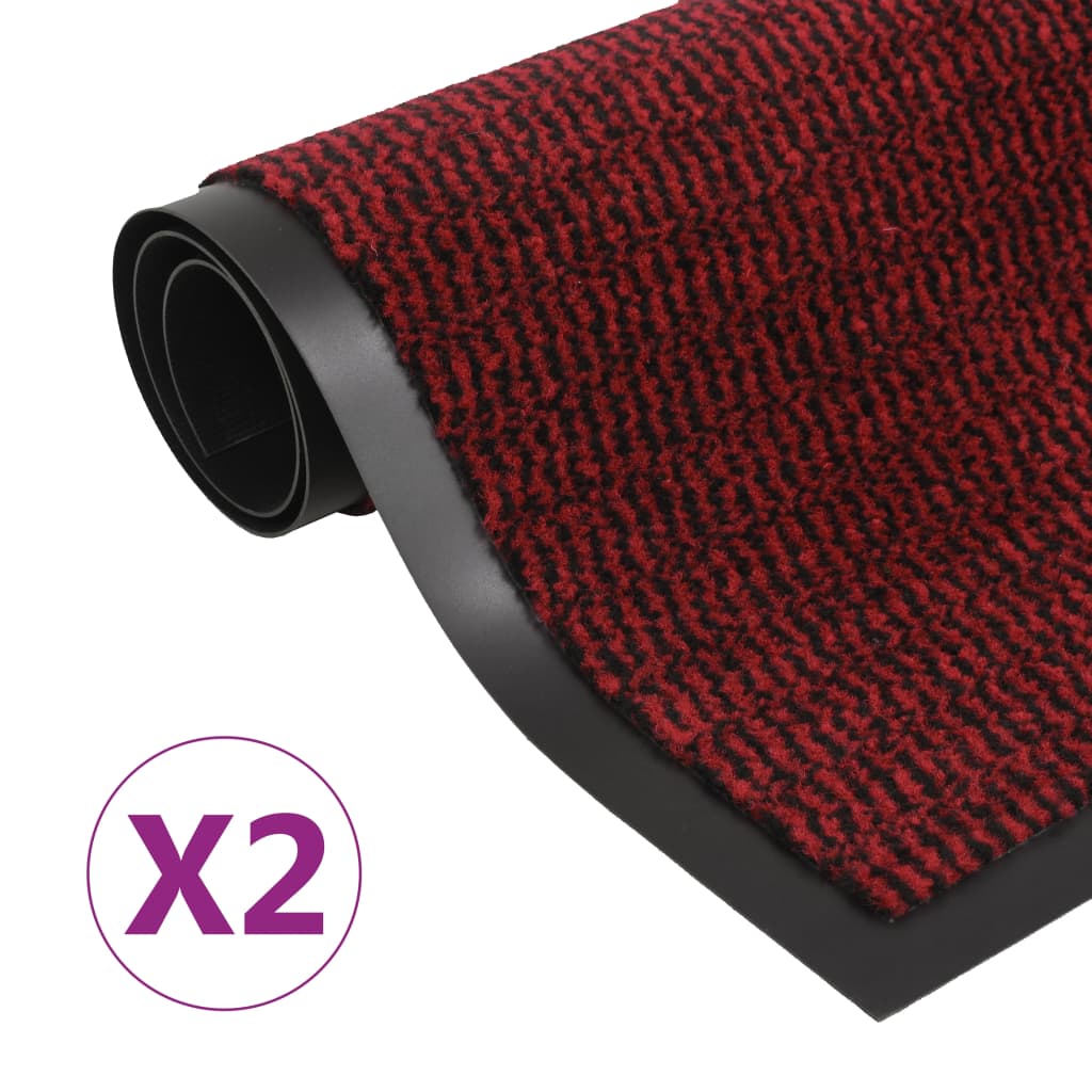 VIDAXL DROOGLOOP MATS 2 PC RETTANGULAR TUFTED 80X120 CM RED