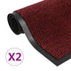VIDAXL DROOGLOOP MATS 2 PC RETTANGULAR TUFTED 80X120 CM RED