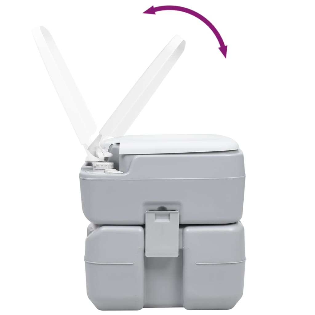 Vidaxl Camps Toilette tragbar 20 + 10 l Grau