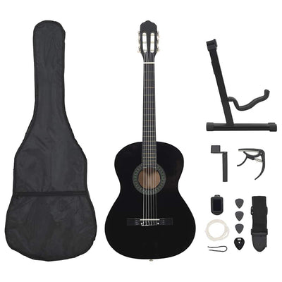 Vidaxl 12-teilige Gitarrenset Klassiker Anfänger 4 4 39 Schwarz