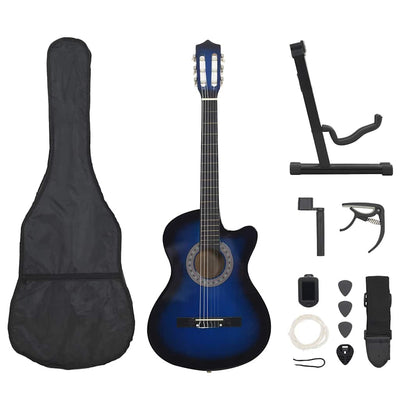 Vidaxl 12-teiliges Gitarrenset mit 6 Saiten Western Classic 38 Blue
