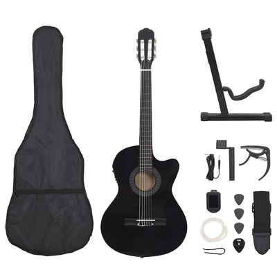 Vidaxl 12-teilige Gitarrenset mit Equalizer und 6 Saiten westlich schwarz