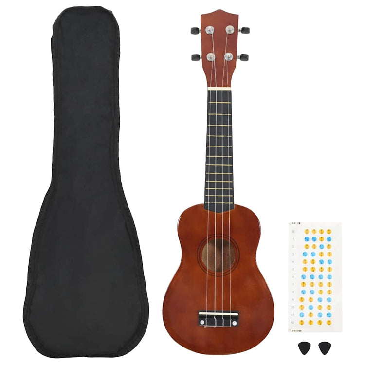 Vidaxl ukuleleset mit Tasche für Kinder Sopran 21 '' Darkhout Colored