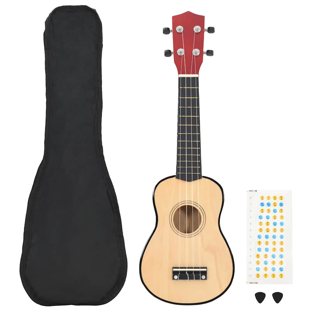 Vidaxl Ukuleleset mit Tasche für Kinder Sopran 21 '' Lightwood Colored