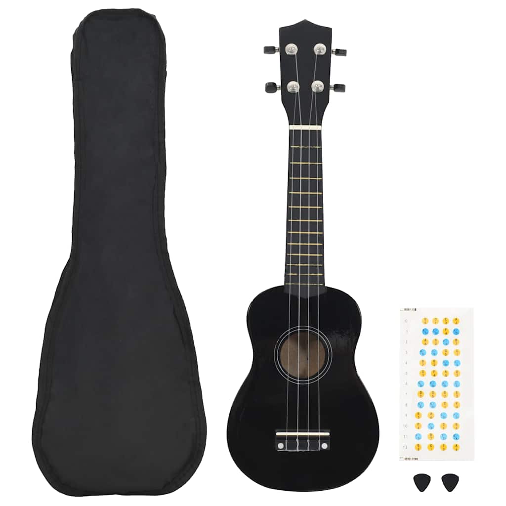 Vidaxl ukuleleset mit Tasche für Kinder Sopran 21 '' schwarz