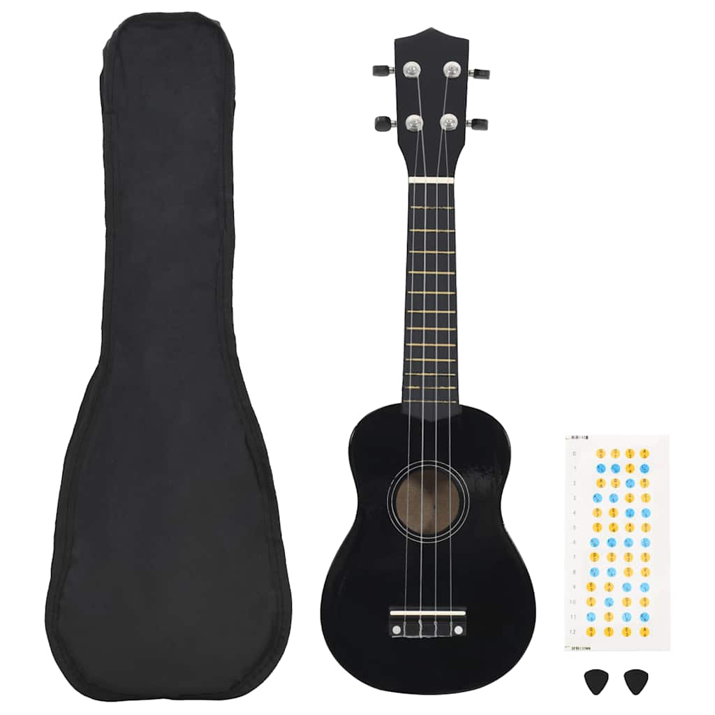 Vidaxl ukuleleset mit Tasche für Kinder Sopran 23 '' schwarz