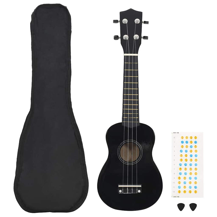 Vidaxl ukuleleset mit Tasche für Kinder Sopran 23 '' schwarz