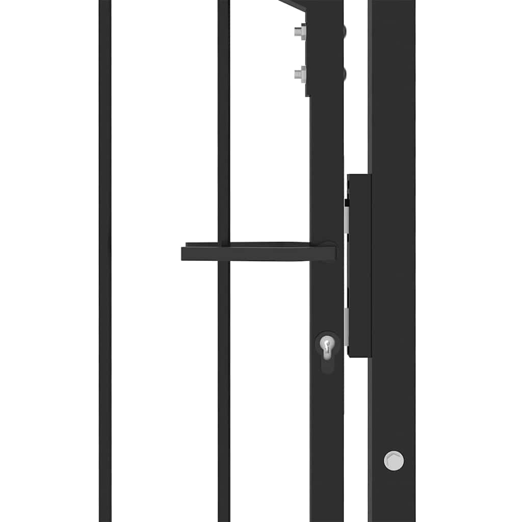 Vidaxx Zauntür mit Nägeln schwarz 100 x 200 cm pulverbeschichteter Stahl