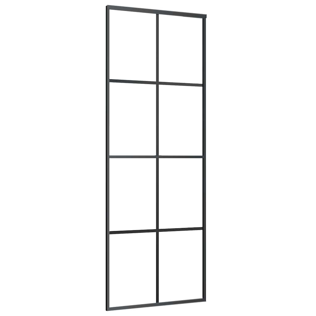 VIDAXL -Schiebetür 76x205 cm Aluminium und ESG -Glas schwarz