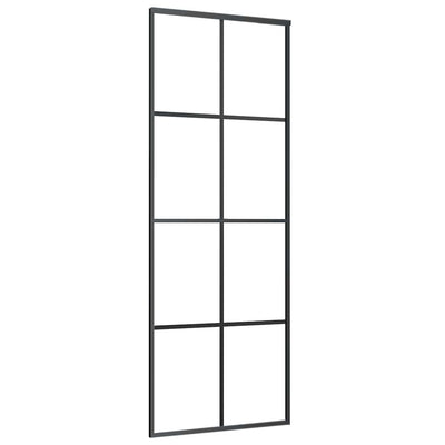 VIDAXL -Schiebetür 76x205 cm Aluminium und ESG -Glas schwarz