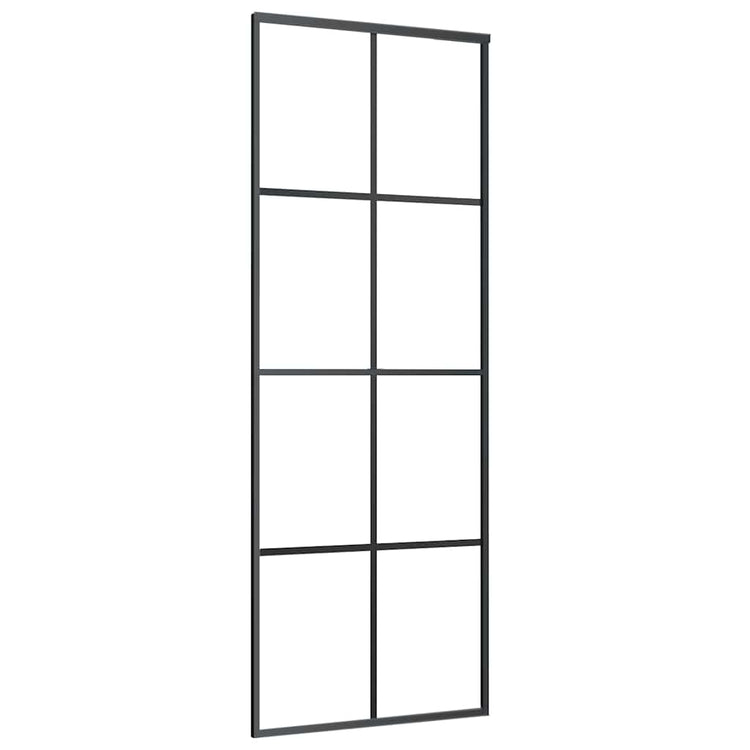 VIDAXL -Schiebetür 76x205 cm Aluminium und ESG -Glas schwarz