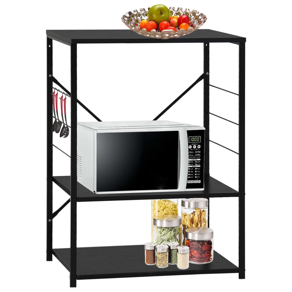 Vidaxl Mikrowellenschrank 60x39.6x79.5 cm verarbeitetes Holz schwarz