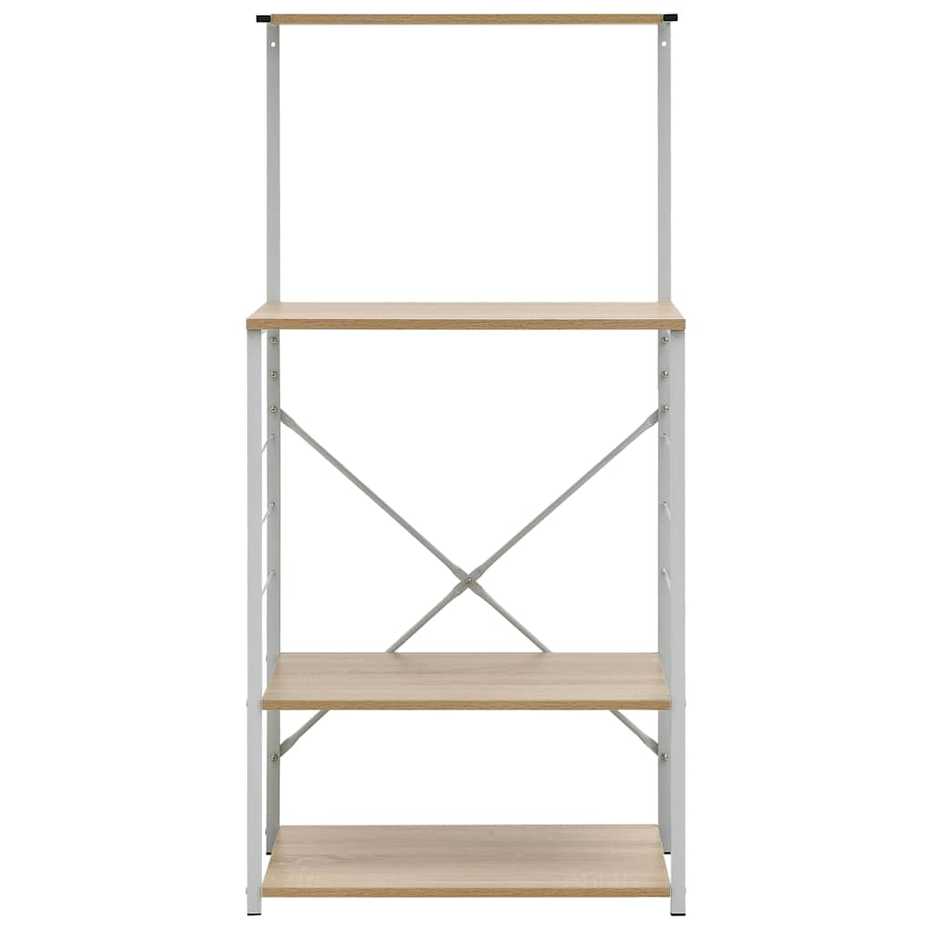VIDAXL -Mikrowellenschrank 60x39.6x123 cm verarbeitetes Holz weiß und Eichefarbe