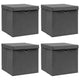 VIDAXL -Speicherboxen mit Deckel 4 PCs 32x32x32 cm Stoff grau