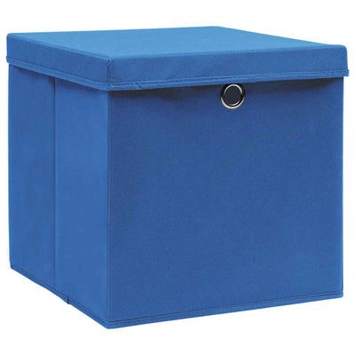 Vidaxx Aufbewahrungsboxen mit Deckel 4 Stück 32x32x32 cm Stoff blau