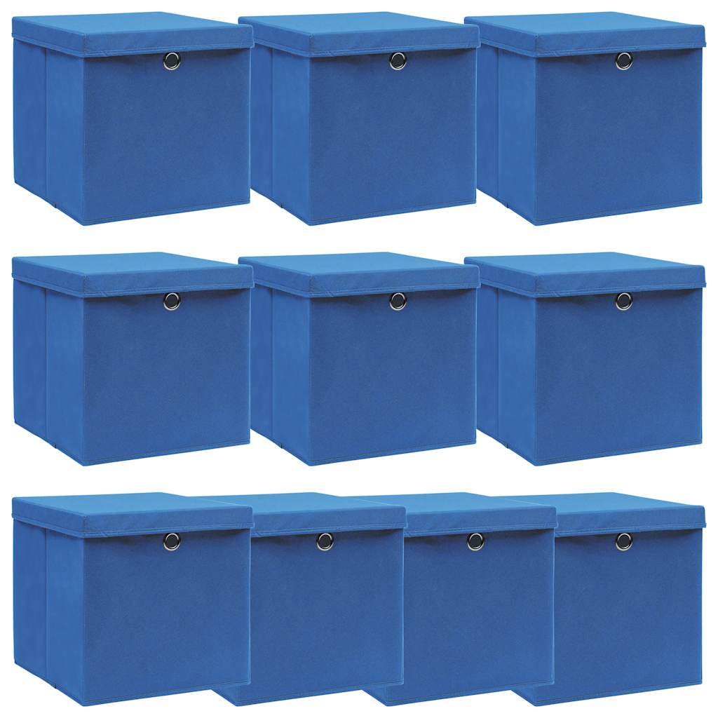 VIDAXL -Speicherboxen mit Deckel 10 PCs 32x32x32 cm Stoff blau