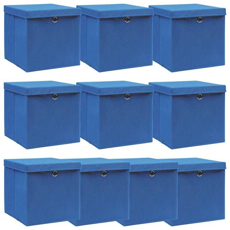 VIDAXL -Speicherboxen mit Deckel 10 PCs 32x32x32 cm Stoff blau