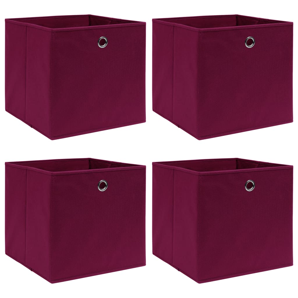 VIDAXL -Speicherboxen 4 PCs 32x32x32 cm Stoff dunkelrot