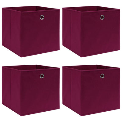 VIDAXL -Speicherboxen 4 PCs 32x32x32 cm Stoff dunkelrot