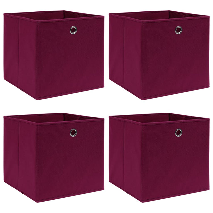 VIDAXL -Speicherboxen 4 PCs 32x32x32 cm Stoff dunkelrot