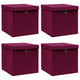 VIDAXL -Speicherboxen mit Deckel 4 PCs 32x32x32 cm Stoff dunkelrot