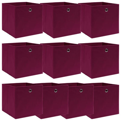VIDAXL -Speicherboxen 10 PCs 32x32x32 cm Stoff dunkelrot