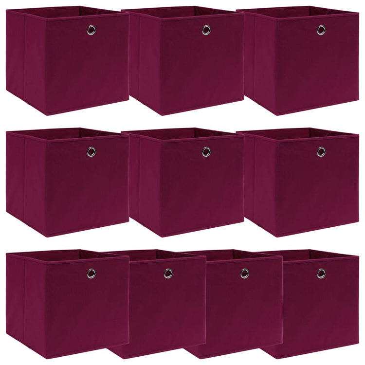 VIDAXL -Speicherboxen 10 PCs 32x32x32 cm Stoff dunkelrot