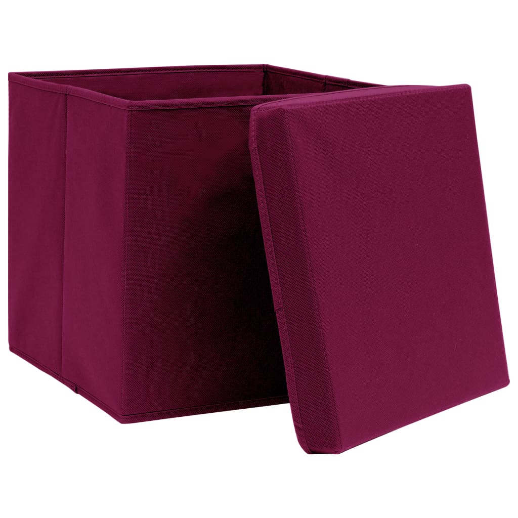 VIDAXL -Speicherboxen mit Deckel 10 PCs 32x32x32 cm Stoff dunkelrot