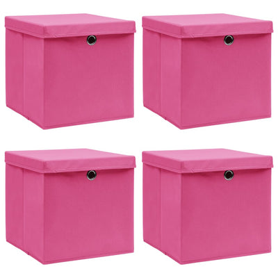 VIDAXL -Speicherboxen mit Deckel 4 PCs 32x32x32 cm Stoff rosa